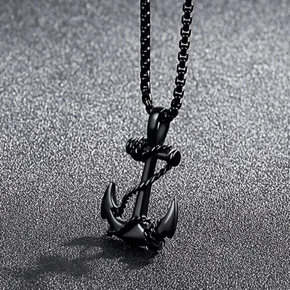 Pride Anchor nautical black color pendant and necklace Sam Smith sailors